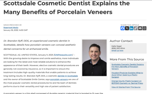 Scottsdale cosmetic dentist, Brandon Ryff, DDS, discusses how porcelain veneers can be advantageous for an enhanced smile.